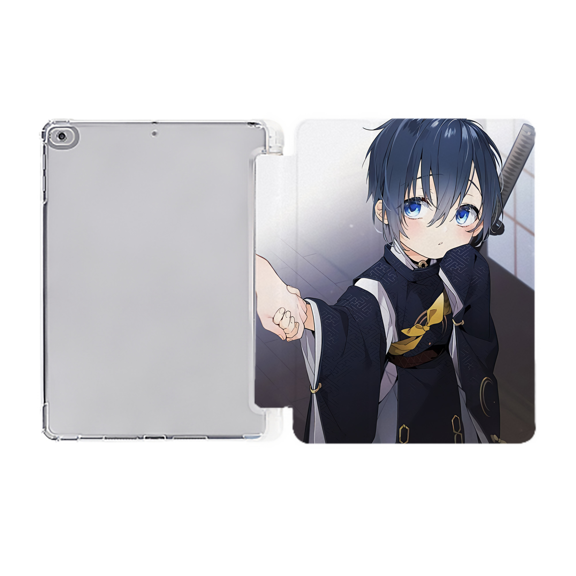 （画像用） 刀剣乱舞 Touken Ranbu IPad ケース ペン収納付き 三つ折りスタンド PUレザー×シリコン 対応機種9.5/10.5/10.9インチ
